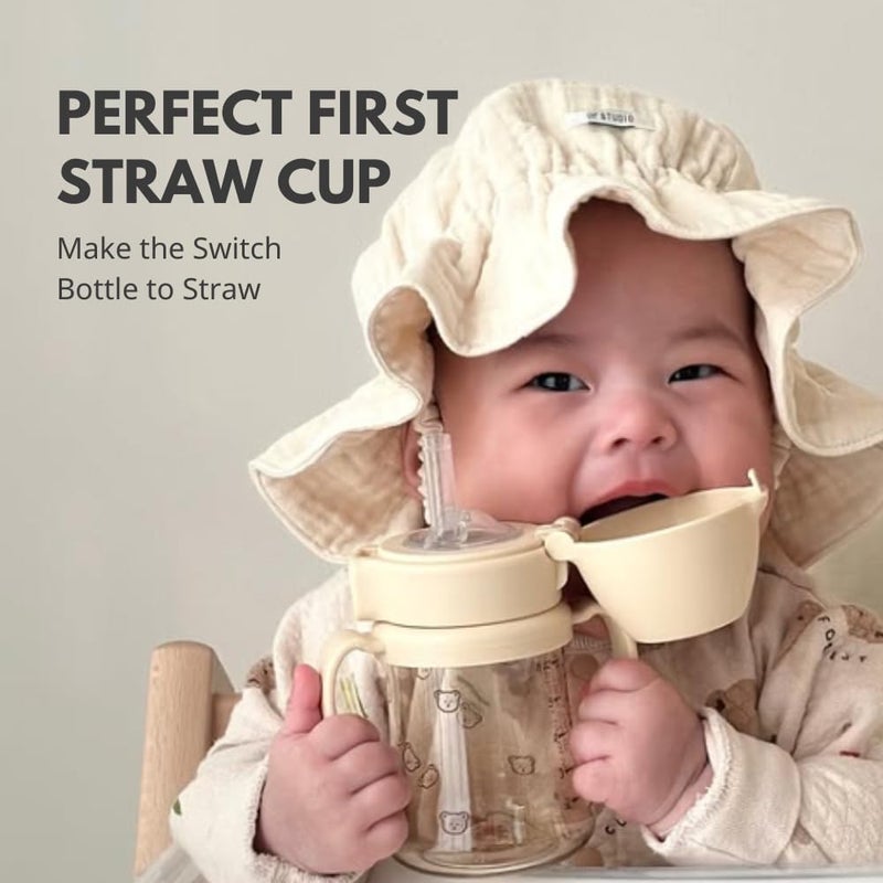 GROSMIMI Flip Top Spill Proof Sippy Cup, 6 oz, BPA Free, Stage 2 Straw for Toddlers (Bear) - Image 2